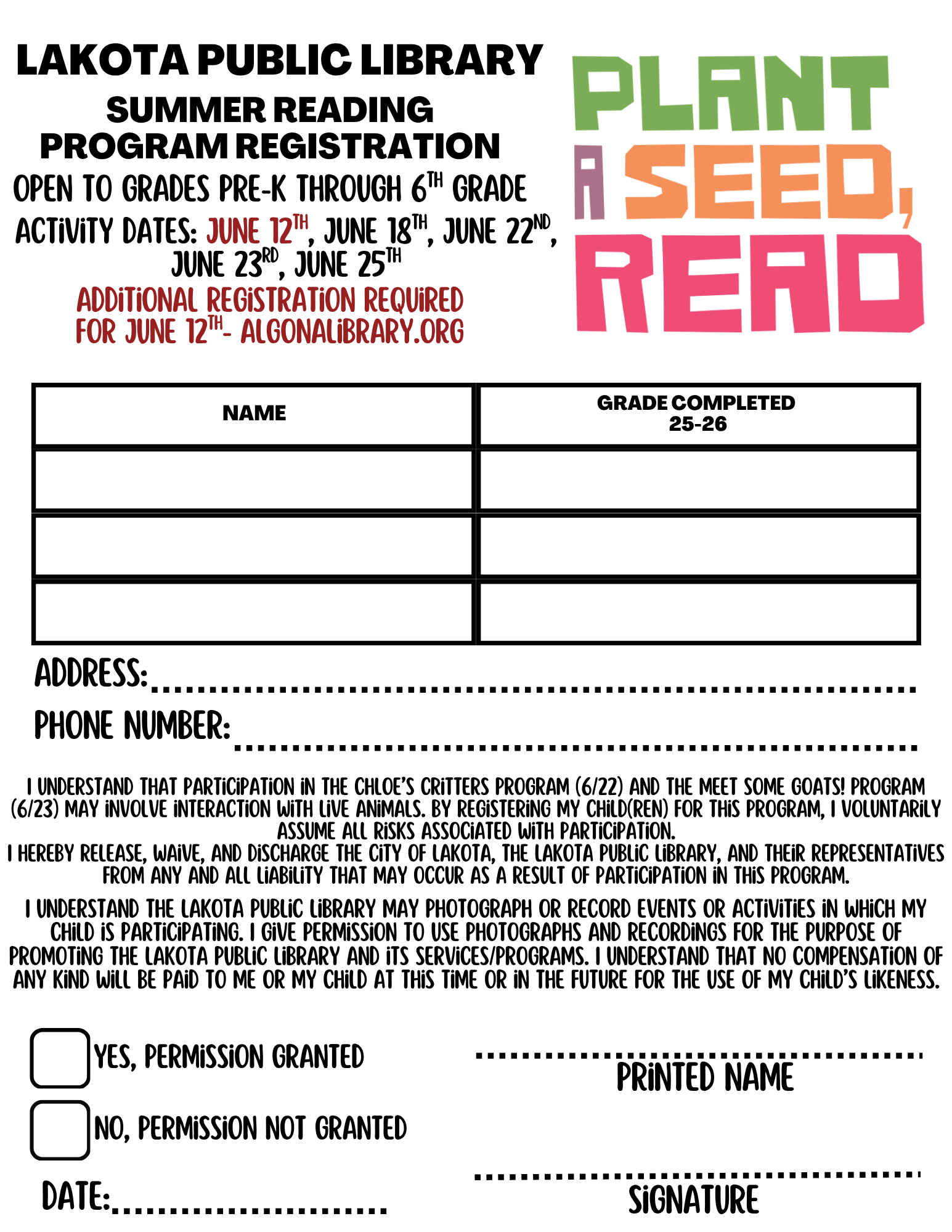 registration for summer reading
